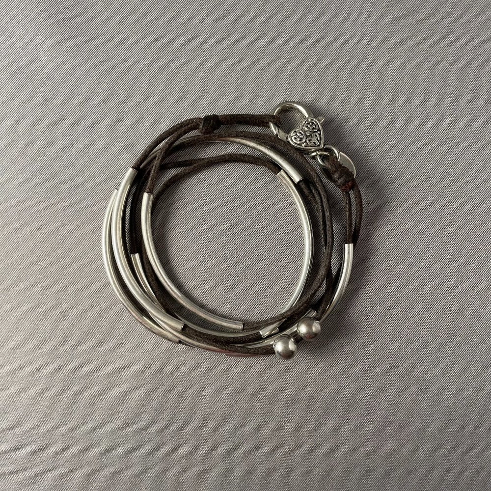 Lizzy James Leather/Sterling Silver Wrap Bracelet